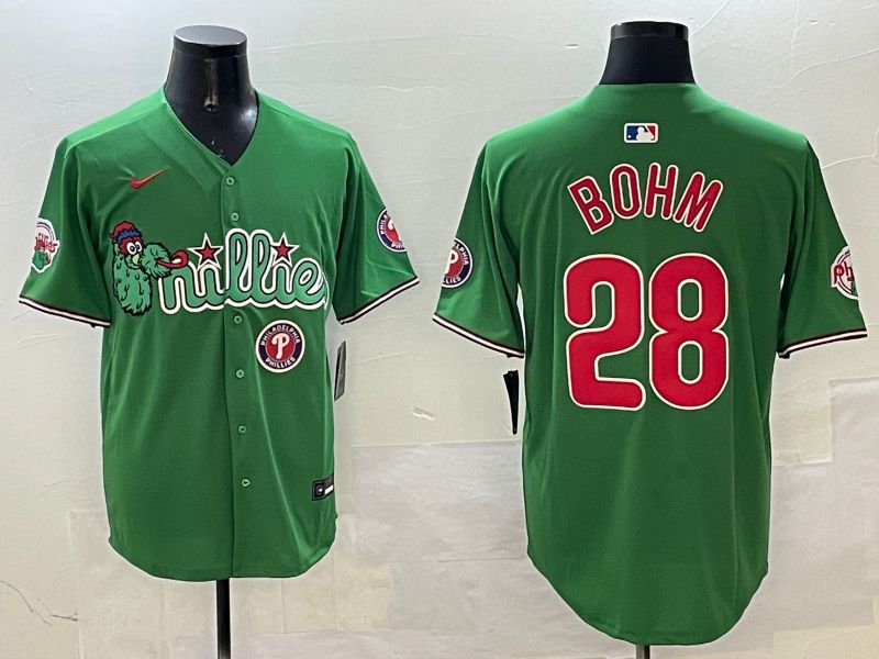 Men Philadelphia Phillies #28 Bohm Green Three generations Joint Name Game 2025 Nike MLB Jersey style 6->philadelphia phillies->MLB Jersey